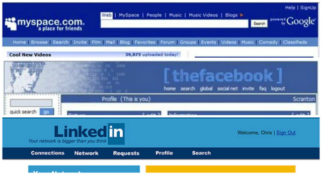 My Space, Linkedin y Facebook