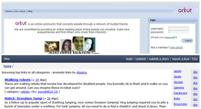Digg, Bebo y Orkut