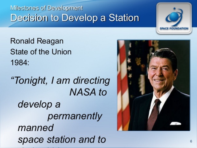 Raegan directs NASA to build ISS