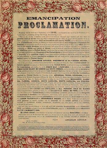 Emancipation Proclamation (into effect)