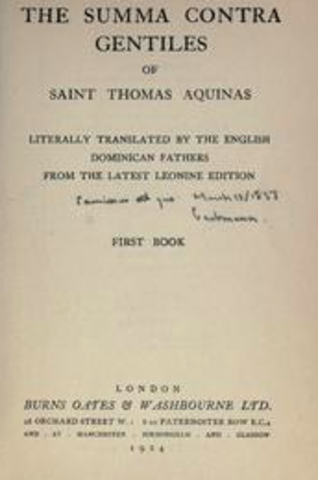 Thomas Aquinas Begins Summa Theologica.