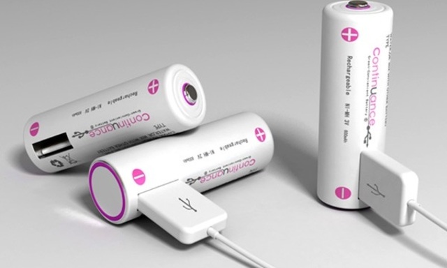 Pilas recargables a través de un cable USB