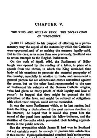 James II issued a declaration of indulgence