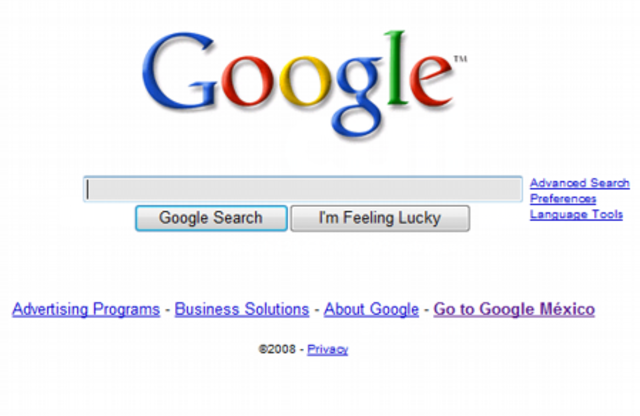 Aparece el motor de busqueda Google