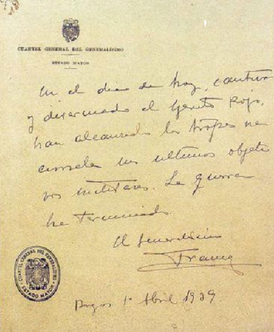 Ende des spanischen Bürgerkrieg.