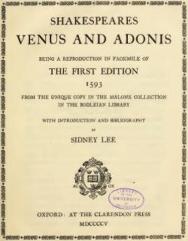 Publica los poemas Venus y Adonis