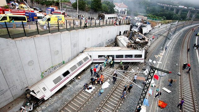 Accidente ferroviario en Santiago de Compostela