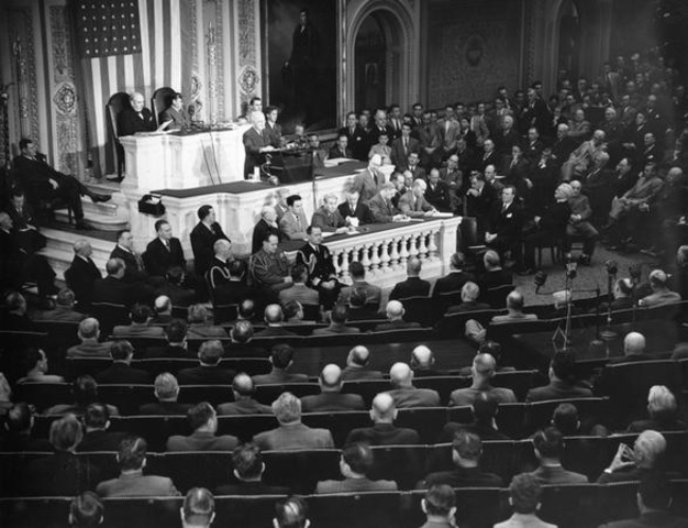 1947 unveiling of Truman doctrine,announcing the U.S would do everything in its power to contain communism.