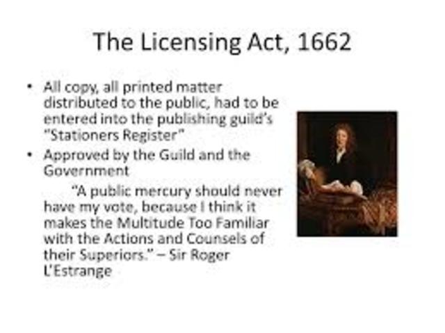La Licensing Act de 1662 se convierte en ley