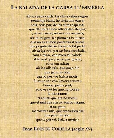 Joan Roís de Corella: "La balada de la garsa i l'esmerla".