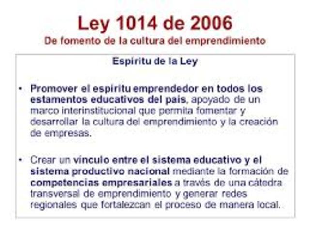 Se promulga la Ley 1014 de 2006