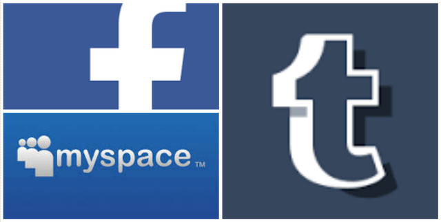 Facebook, MySpace y Tumblr