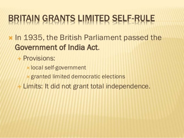 Britain Grants limited Self-Rule