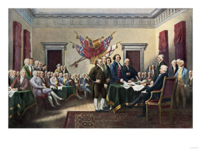 The Declaration of Independence is signed.