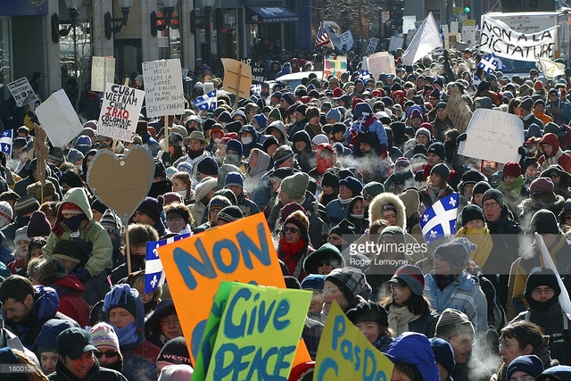 Plus de 100 000 citoyens de Montréal pour protester contre la guerre en Irak