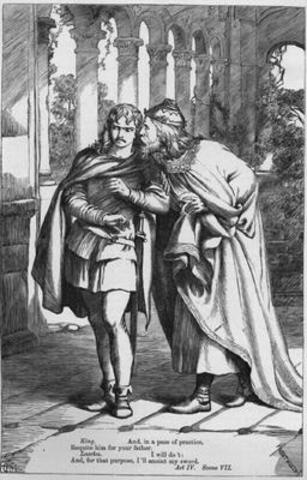 Laertes and Claudius plot to kill Hamlet for revenge of Polonius's death.