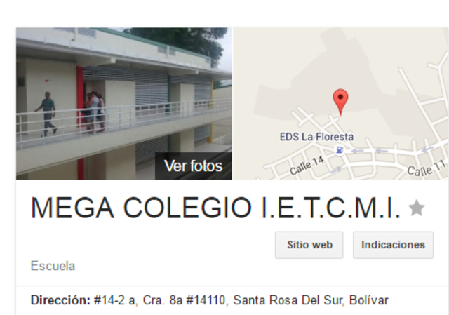 Direccion de la Institución donde trabajo