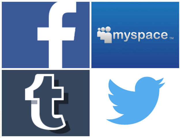 Facebook, MySpace,Tumblr y Twitter