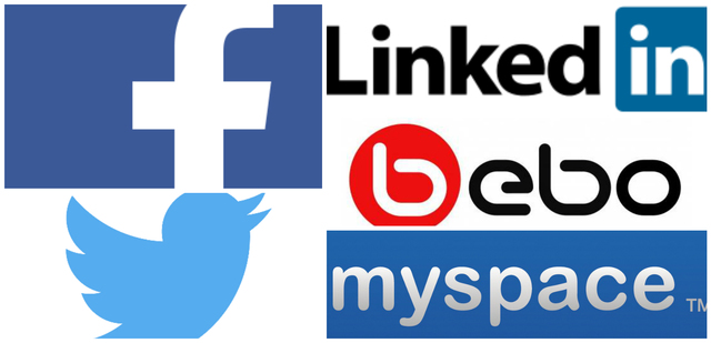 Twitter, Bebo, Facebook, MySpace y Linkedin