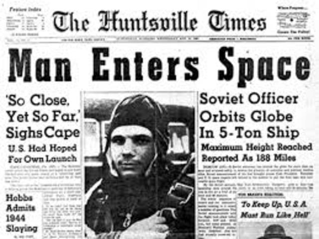 1961- First human orbits Earth (Yuri Gagarin)
