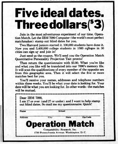 Operation Match: First Dating Site Created