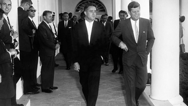 All American football team meets president Kennedy