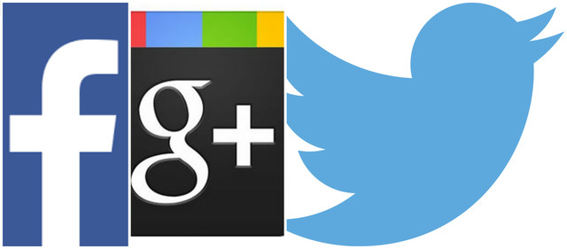 Google+, Twitter, Facebook