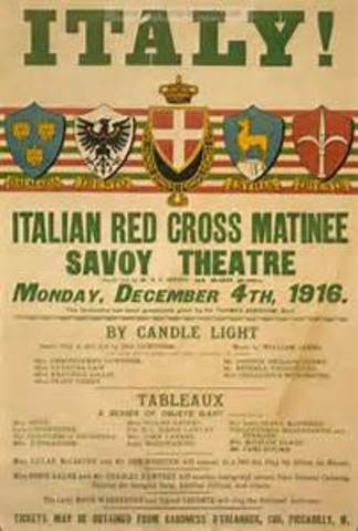 Although formerly aligned with Germany and Austria-Hungary, Italy enters World War I on the side of the Anglo-French Allies