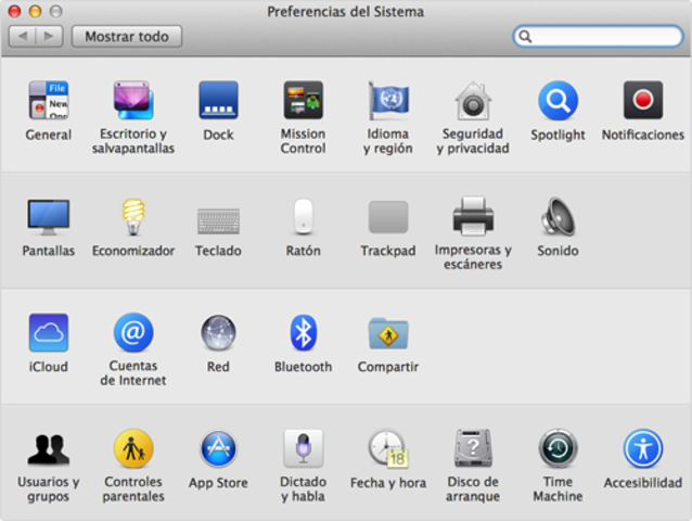 prefencia del sistema