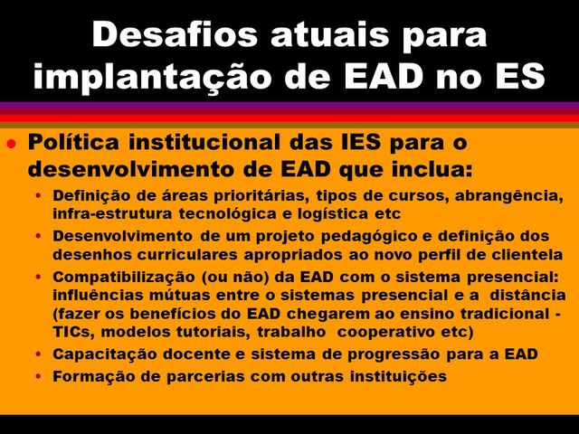A IMPLANTAÇÃO DA EAD NO ENSINO SUPERIOR