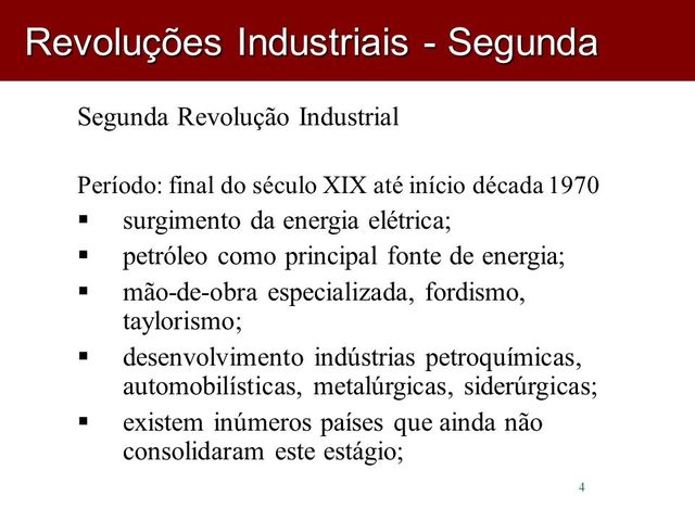A SEGUNDA REVOLUÇÃO INDUSTRIAL:
