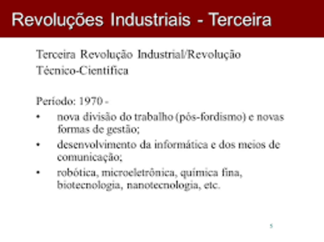 A TERCEIRA REVOLUÇÃO INDUSTRIAL: