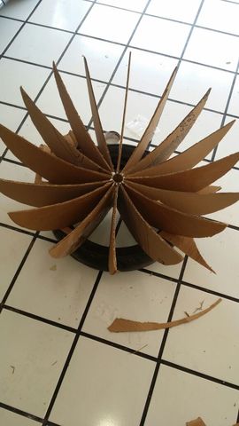 Continuando el colocado de las aspas para la formacion de la estufa