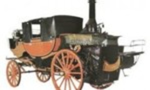 Carro de vapor con capacidad para 18 pasajeros.