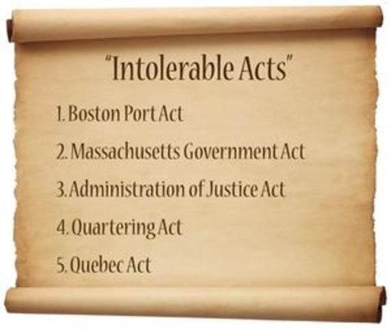 Sixth American Revolutionn Event: Intolerable Acts
