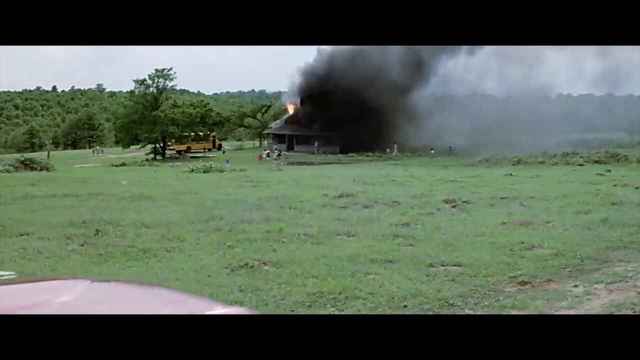 When Ponyboy Johnny and Dally went back to the church, the church was on fire. And they rushed into the church and save the children  who were stuck in the fire. They got injured finally.