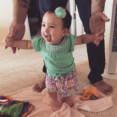 Abby learned how to stand up!