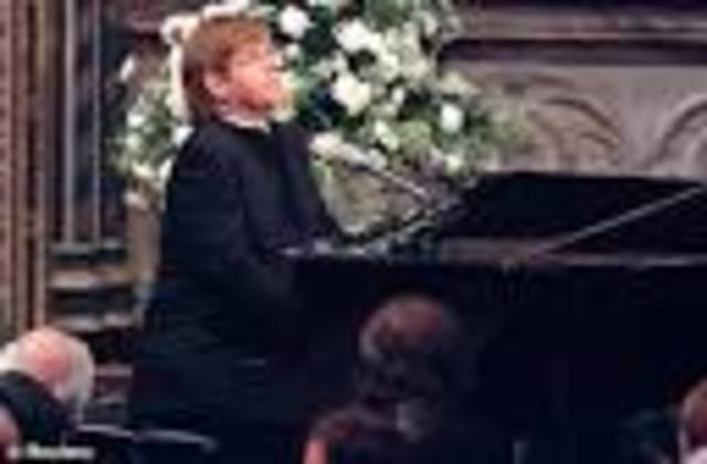 Elton John performs at Princess Diane's funeral