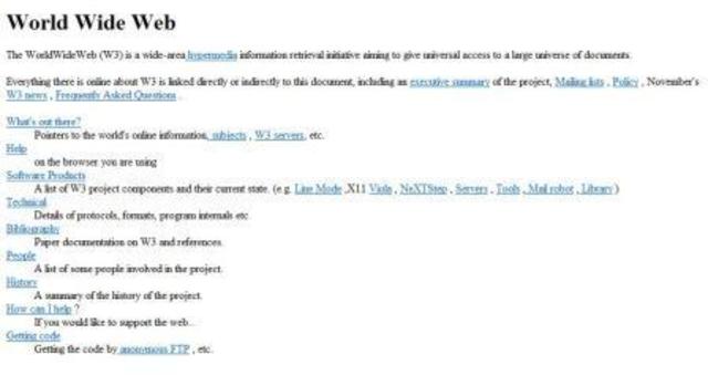Tim Berners Lee crea la primera página Web
