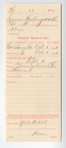 Enlists in PA 11th, Co. K