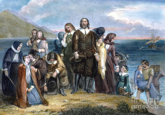 "Pilgrims land on Plymouth"