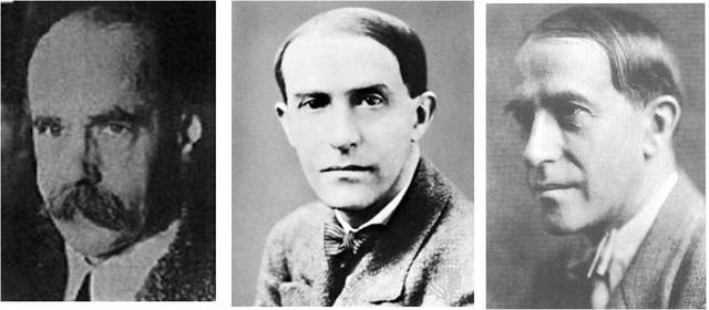 Kurt Koffka, Max Wertheimer y Wolfgang Köhler