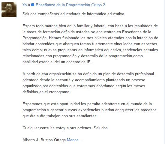 Inicio de Área de Formación