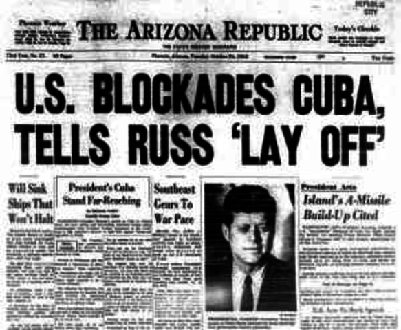 Kennedy Issues Cuba Quarentine (Blockade)