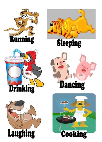 The simple present and present continous in the sentences affirmative