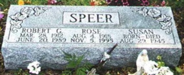 Susan Speer born and died