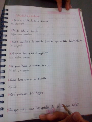 Actividad en el cuaderno