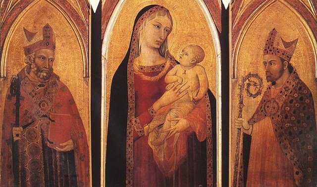 1332 - Ambrogio Lorenzetti - Virgin and Child between St. Nicholas and St. Proculus