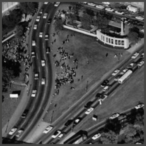 Motorcade Passes the Adolphus hotel 12:27pm, Nov 22, 1963