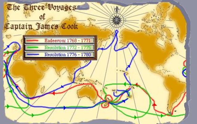 Captain James Cook discovers  the east side of Australia